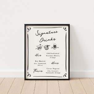 Skurrile handgezeichnete Signature-Drinks Poster