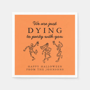 Skurrile handgezeichnete Skelette Halloween-Party Serviette