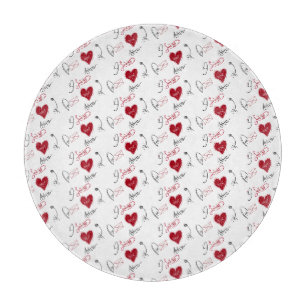 Skurrile Handgezeichnete Valentinstag-  Schneidebrett