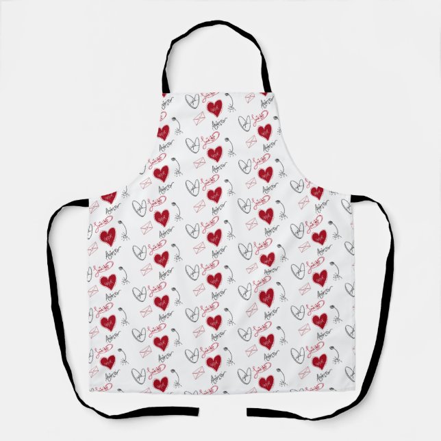 Skurrile Handgezeichnete Valentinstag-  Schürze (Vorderseite)