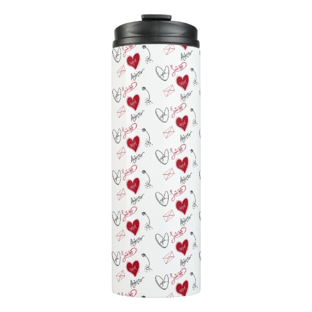 Skurrile Handgezeichnete Valentinstag-  Thermosbecher (Vorderseite)