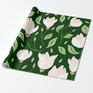 Skurrile handgezeichnete weiße Magnolie Botanisch Geschenkpapier