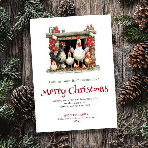 Skurrile Hühner Lustige Weihnachtsgrußkarte Feiertagskarte