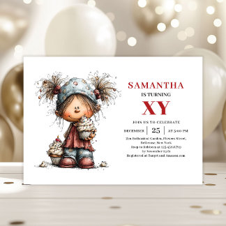 Skurrile Humor Mädchen Geburtstag Cartoon-Einladun Einladung