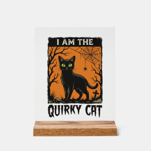 Skurrile Katze Halloween Vintage Gravur T-Shirt De Acrylschild