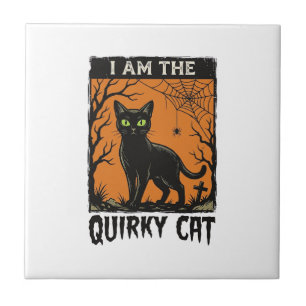 Skurrile Katze Halloween Vintage Gravur T-Shirt De Fliese