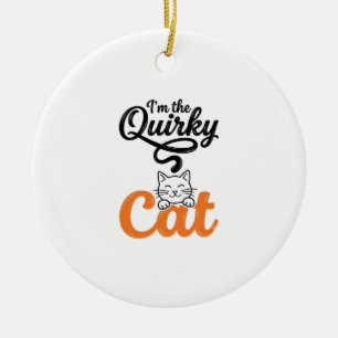 Skurrile Katze Vintage Gravur Katzenliebhaber Desi Keramik Ornament