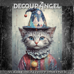 Skurrile Katzen-Decoupage Seidenpapier