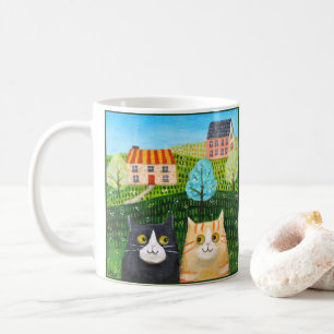 Skurrile Katzen Volkskunst Orange Tabby Smoking  Kaffeetasse