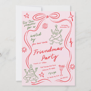 Skurrile Kritzel-Weihnachts-Freundesparty-Einladun Einladung
