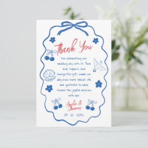 Skurrile Kritzelei blaue Rote Hochzeit Danke