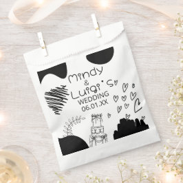 Skurrile Kritzelformen Schrift Hochzeit Geschenktütchen