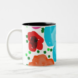 Skurrile leuchtende abstrakte Blumen-Two-Tone-Tass Zweifarbige Tasse