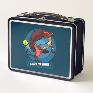 Skurrile Liebe von Baummarder zu Tennis-Trick-Shot Metall Brotdose
