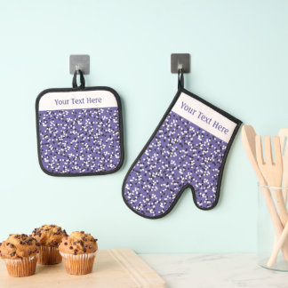 Skurrile lila Punkte-Doodles-Muster Ofenhandschuh & Topflappen-Set