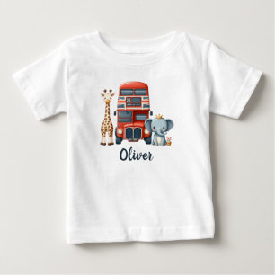 Skurrile Londoner Bus mit Giraffe und Elefant Baby T-shirt