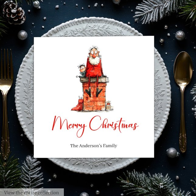 Skurrile lustige Weihnachtsmann individuell anpass Serviette (Quirky Funny Santa Custom Holiday Party Napkins)