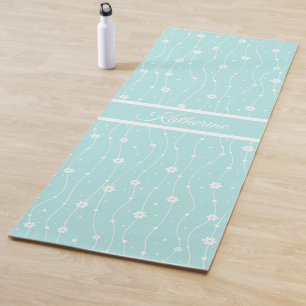 Skurrile Minzigrüne Gänseblümchen-Blumen-Script-Na Yogamatte