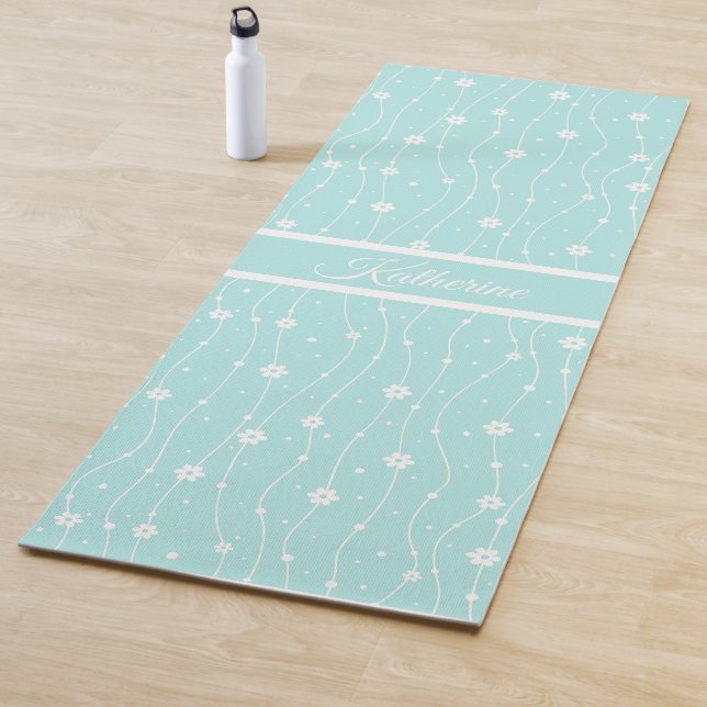 Skurrile Minzigrüne Gänseblümchen-Blumen-Script-Na Yogamatte (Beispiel)