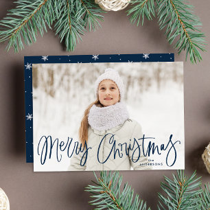 Skurrile Navy-Weihnachts-Schriftzug Frohe Weihnach Feiertagskarte