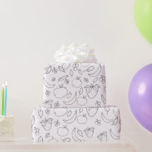 Skurrile Obst-Doodle-Geschenkpapier