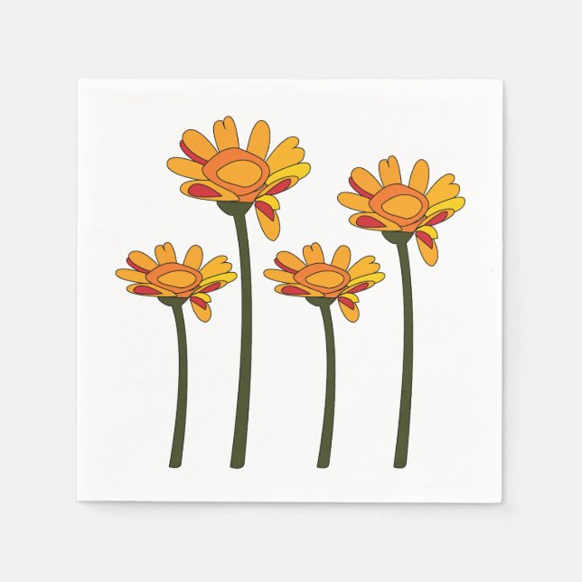 Skurrile Orange-Rote-Blumen-Blumenparty Serviette (Vorderseite)