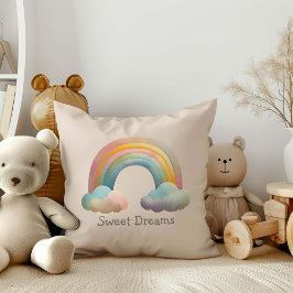 Skurrile Pastell-Regenbogen-in-Wolken für Kinder Kissen