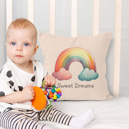 Skurrile Pastell-Regenbogen-in-Wolken für Kinder Kissen