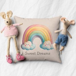 Skurrile Pastell-Regenbogen-in-Wolken für Kinder Kissen