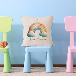 Skurrile Pastell-Regenbogen-in-Wolken für Kinder Kissen