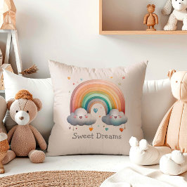 Skurrile Pastell-Regenbogen-in-Wolken für Kinder Kissen