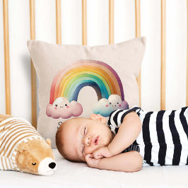 Skurrile Pastell-Regenbogen-in-Wolken für Kinder Kissen