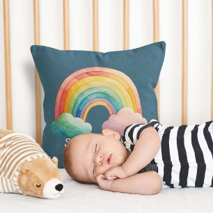 Skurrile Pastell-Regenbogen-in-Wolken für Kinder Kissen