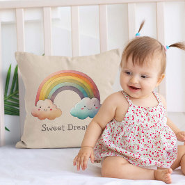 Skurrile Pastell-Regenbogen-in-Wolken für Kinder Kissen