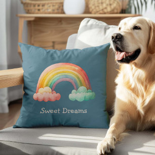 Skurrile Pastell-Regenbogen-in-Wolken für Kinder Kissen