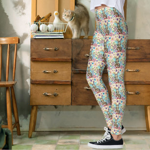 Skurrile Pastell-Tabby-Fee-Katze Blumen-Fantasie Leggings