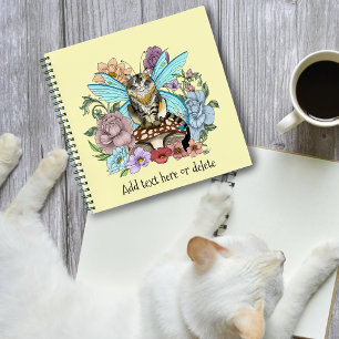 Skurrile Pastell-Tabby-Fee-Katze Blumen-Fantasie Notizbuch