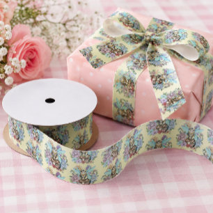 Skurrile Pastell-Tabby-Fee-Katze Blumen-Fantasie Satinband