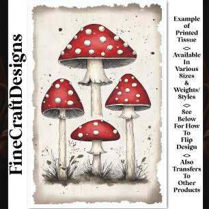 Skurrile Punkte-Feen-Pilze AW7 Decoupage Seidenpapier