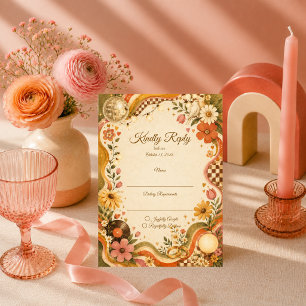Skurrile Retro-Disco-Hochzeit RSVP Karte