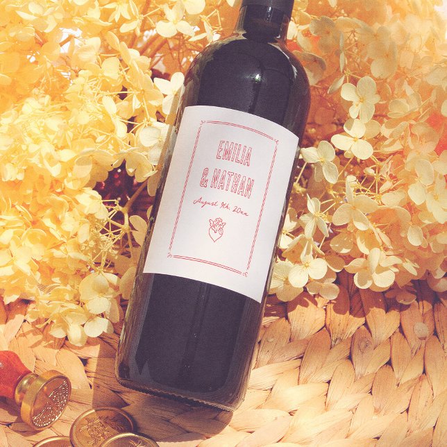 Skurrile Retro Liebeskranke Handgezeichnete Cupid  Weinetikett (Von Creator hochgeladen)