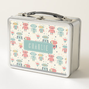 Skurrile Retro-Roboter Metall-Lunchbox Metall Brotdose
