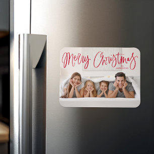 Skurrile rote Schrift Frohe Weihnachten Foto Magnet