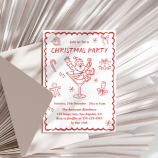 Skurrile rote Weihnachtsfeier Einladung