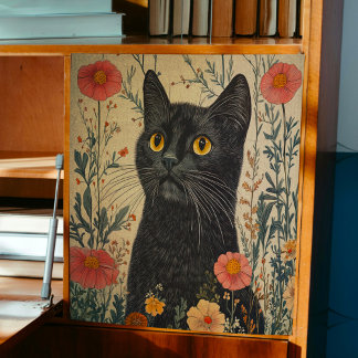 Skurrile schwarze Katzen-Decoupage Seidenpapier