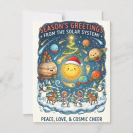 Skurrile Solar System Weihnachtsfeier mit Menschen Magneteinladung
