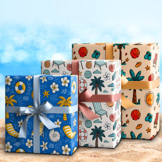 Skurrile süße Cartoon-Sommerstrandferien Geschenkpapier Set