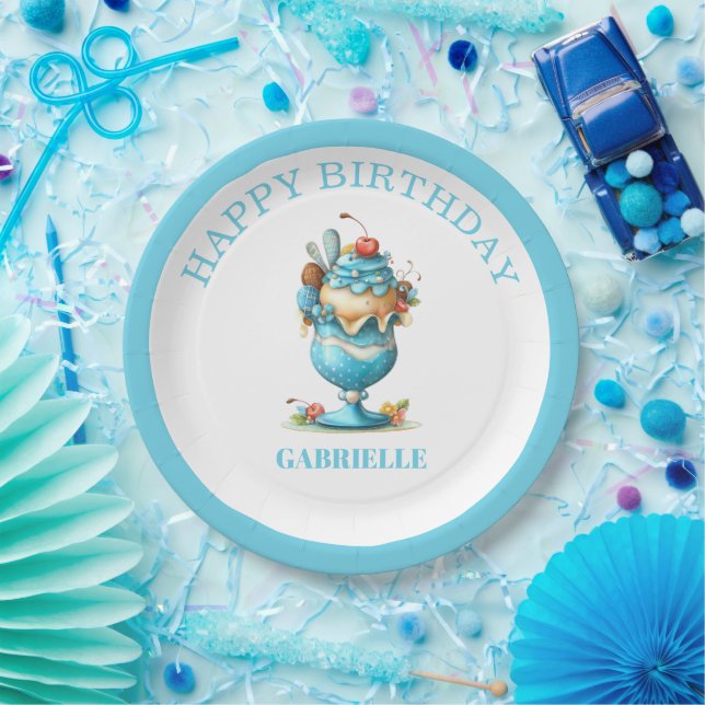 Skurrile Teal Geburtstagsfreude  Pappteller (Party)