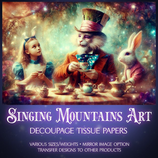Skurrile Teestunde im Wunderland - Decoupage Seidenpapier (Von Creator hochgeladen)