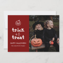 Skurrile Trick-or-Treat-Skript Halloween-Foto Feiertagskarte
